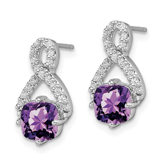 Shop Stylish 14K White Gold Amethyst & Diamond Earrings - Luxury Value
