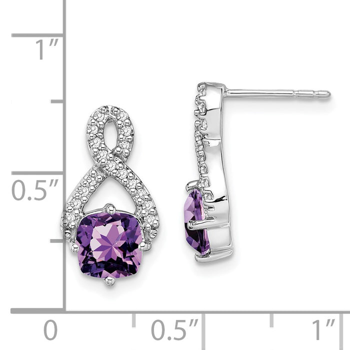 Shop Stylish 14K White Gold Amethyst & Diamond Earrings - Luxury Value-4