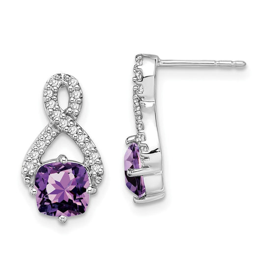 Shop Stylish 14K White Gold Amethyst & Diamond Earrings - Luxury Value