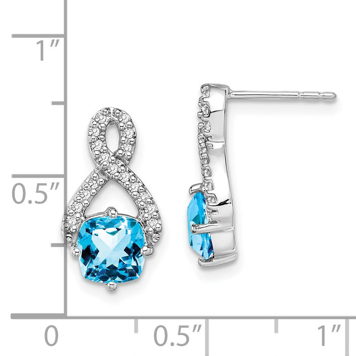 Buy Stylish 14K White Gold Blue Topaz & Diamond Earrings | Luxury Value-4