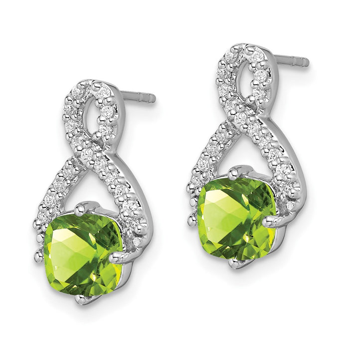 Buy Exclusive 14K White Gold Peridot & Diamond Drop Earrings, Stylish & Affordable-2