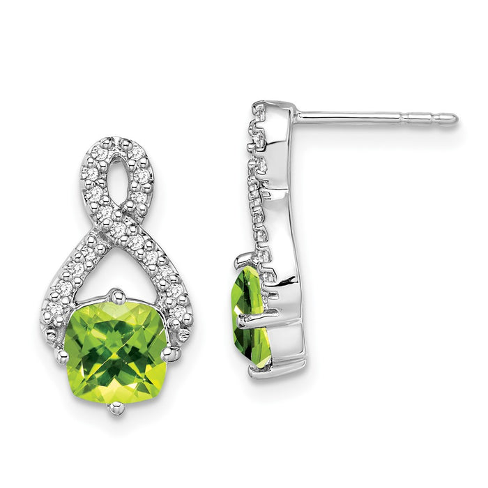 Buy Exclusive 14K White Gold Peridot & Diamond Drop Earrings, Stylish & Affordable-1