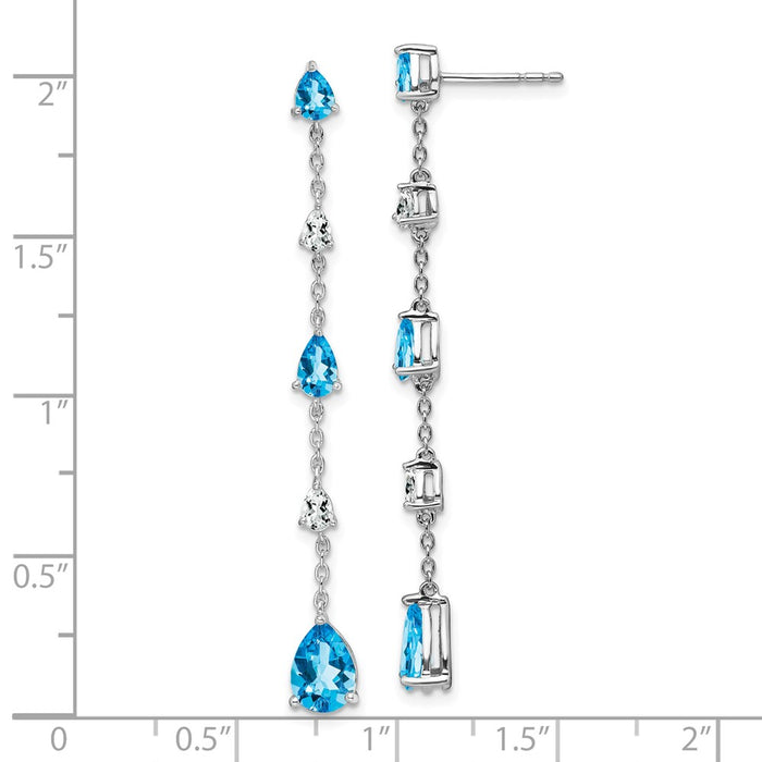 Buy Stylish 14K White Gold Drop Earrings with Blue & White Topaz | Luxury Value-4