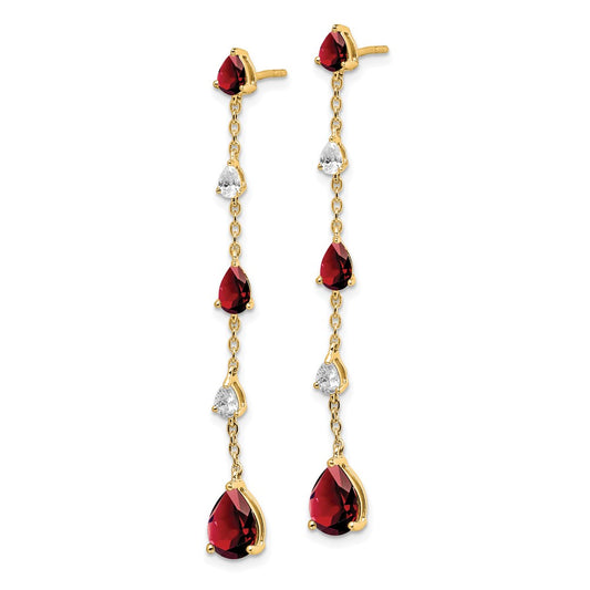 Shop Exclusive 14K Gold Garnet & White Topaz Drop Earrings - Stylish Value!