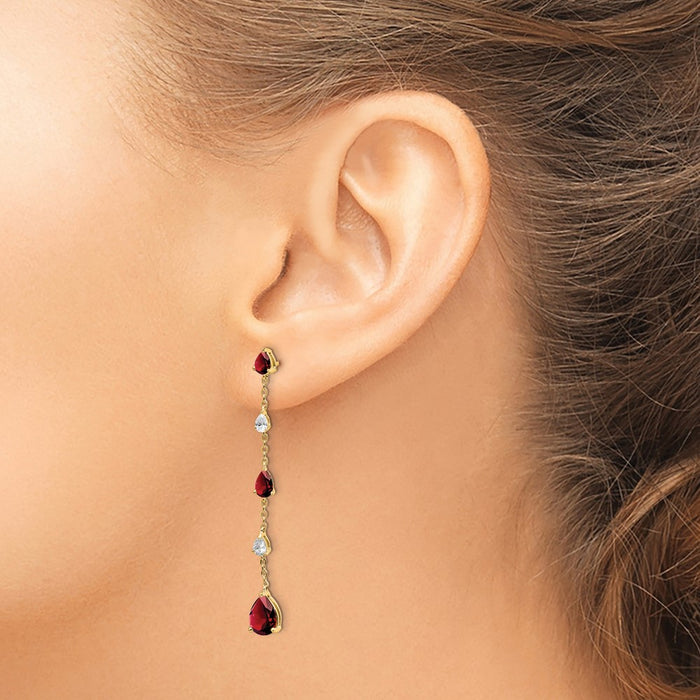 Shop Exclusive 14K Gold Garnet & White Topaz Drop Earrings - Stylish Value!-3