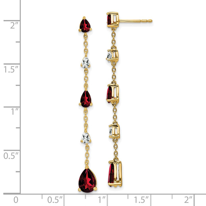Shop Exclusive 14K Gold Garnet & White Topaz Drop Earrings - Stylish Value!-4