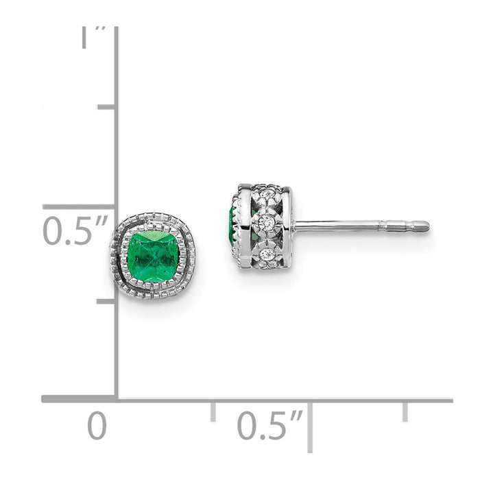 Shop Stylish 14K White Gold Emerald & Diamond Earrings - 1.5" Elegance-4