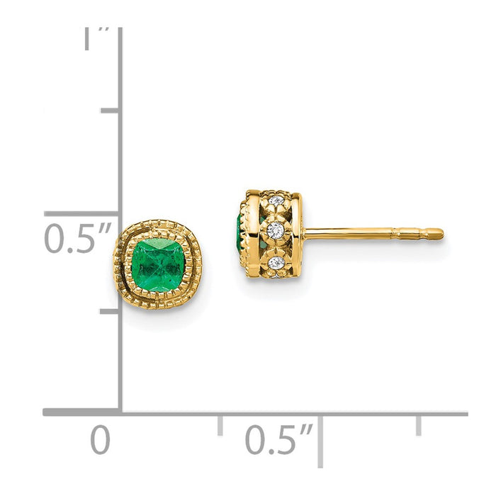 Shop Exclusive 14K Gold Emerald & Diamond Earrings - Stylish Luxury Design-4