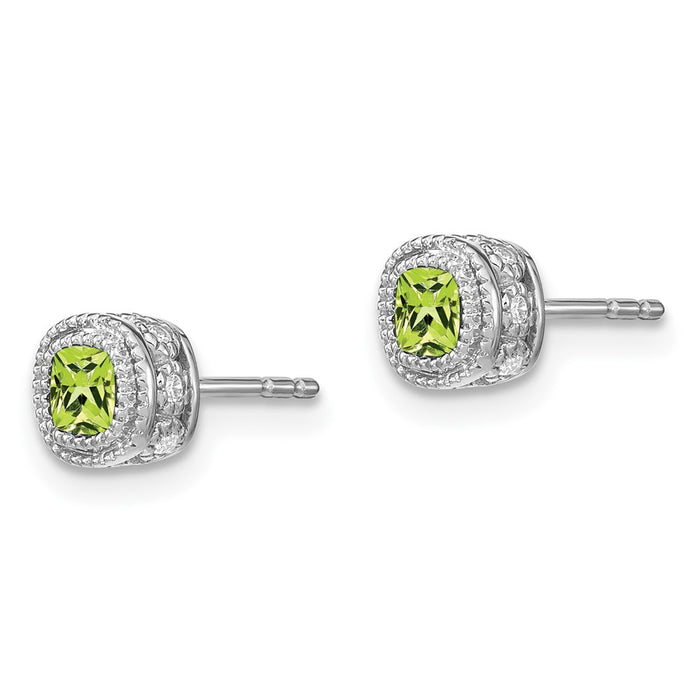 Shop Exclusive 14K White Gold Cushion-Cut Peridot Diamond Earrings, Stylish Value-2