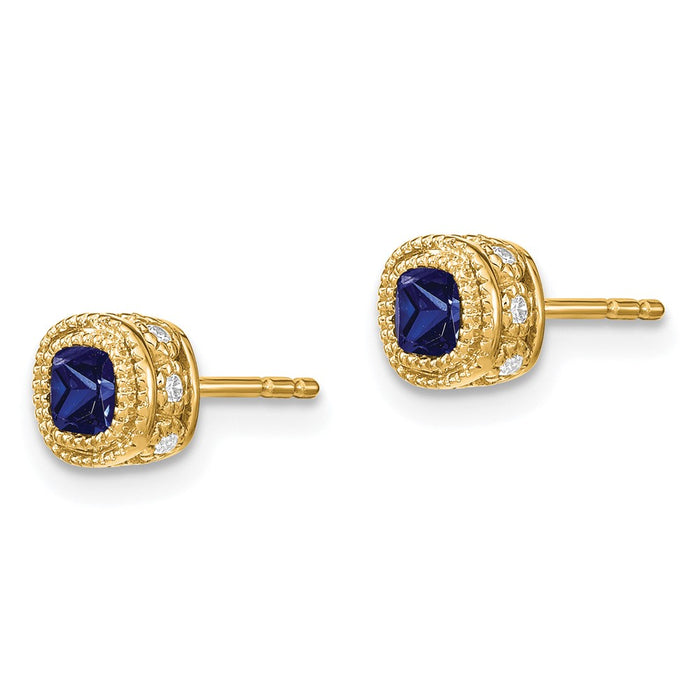 Exclusive 14K Gold Cushion-Cut Sapphire & Diamond Earrings - Stylish Value-2