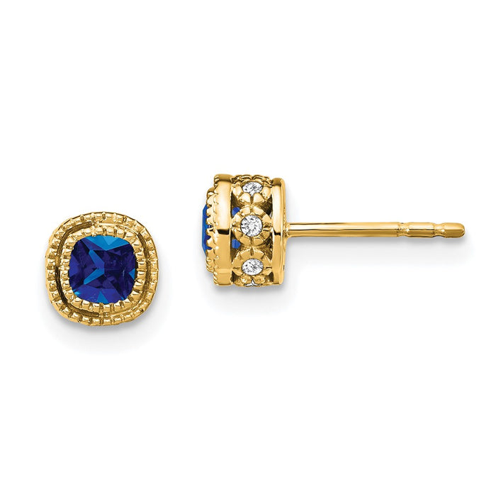 Exclusive 14K Gold Cushion-Cut Sapphire & Diamond Earrings - Stylish Value-1