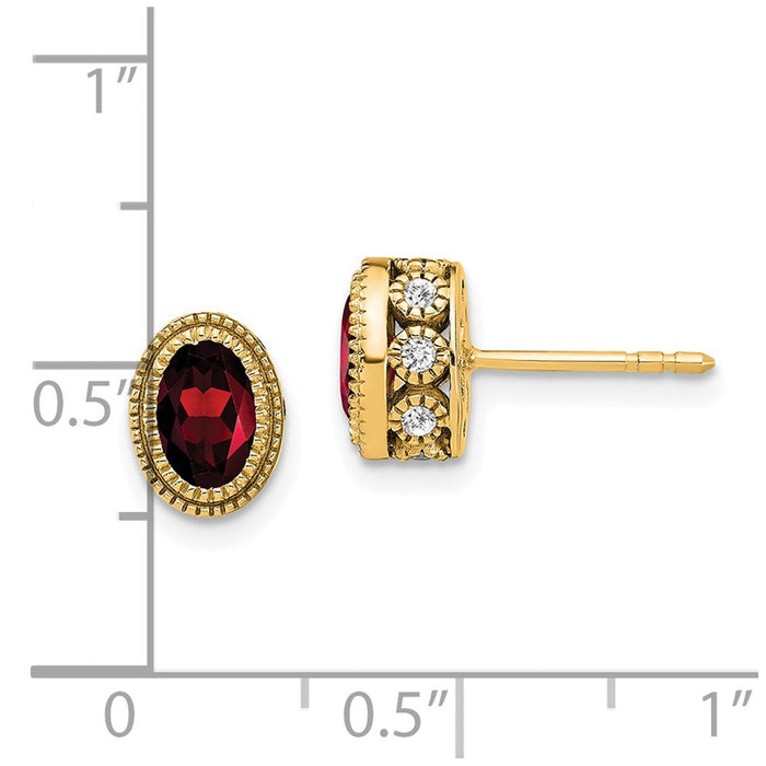 Buy Exclusive 14K Gold Oval Garnet & Diamond Earrings - Stylish Luxury Value!-4