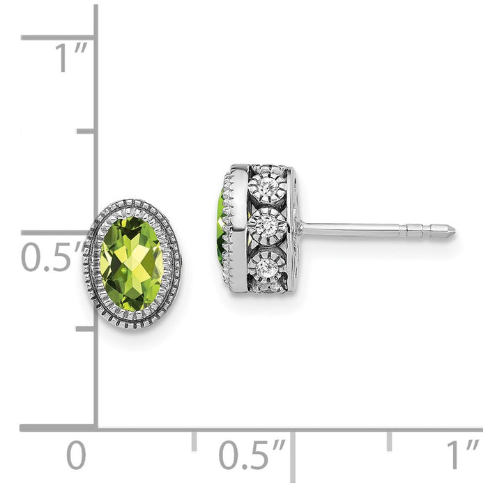 Buy Stylish 14K White Gold Oval Peridot & Diamond Earrings - Luxury Value!-4