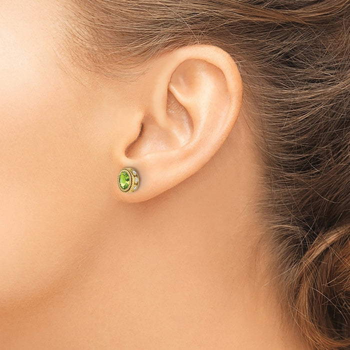 Buy Stylish 14K Gold Oval Peridot & Diamond Earrings - Luxury Jewelry Value-3