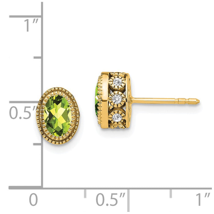 Buy Stylish 14K Gold Oval Peridot & Diamond Earrings - Luxury Jewelry Value-4