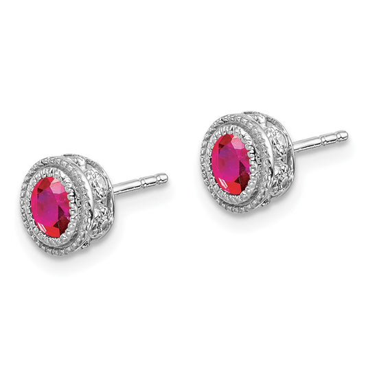 Designer 14K White Gold Ruby & Diamond Earrings - Stylish Luxury at Value Prices