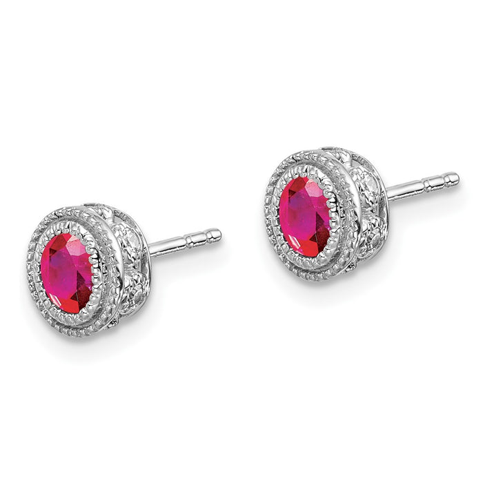 Designer 14K White Gold Ruby & Diamond Earrings - Stylish Luxury at Value Prices-2