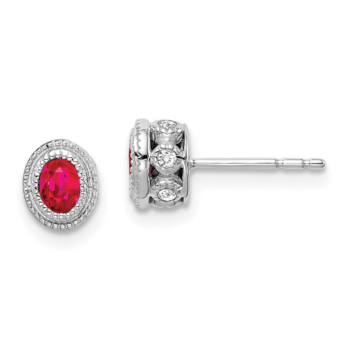 Designer 14K White Gold Ruby & Diamond Earrings - Stylish Luxury at Value Prices-1