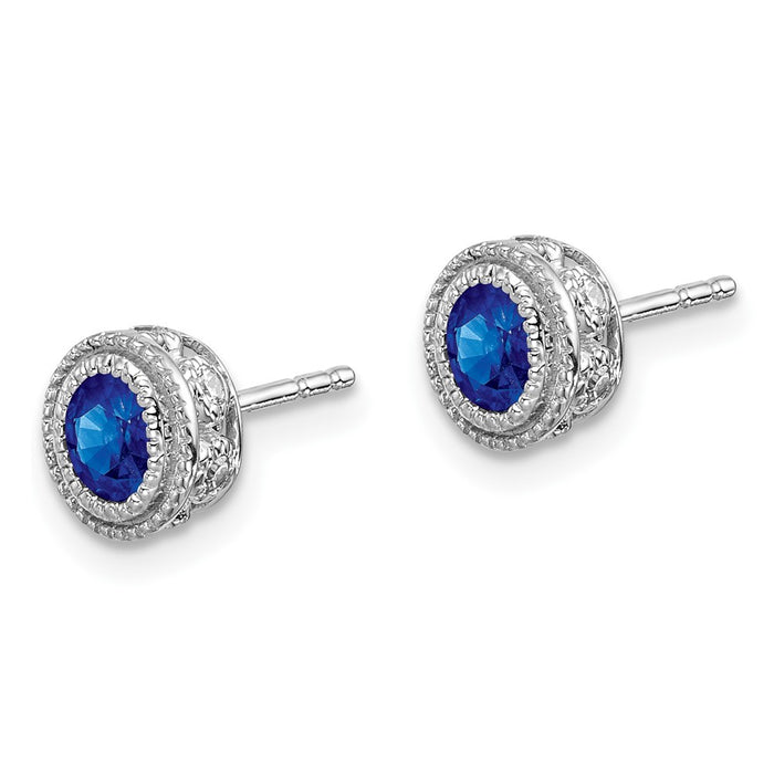 Buy 14K White Gold Sapphire & Diamond Earrings - Stylish Luxury at Great Value-2