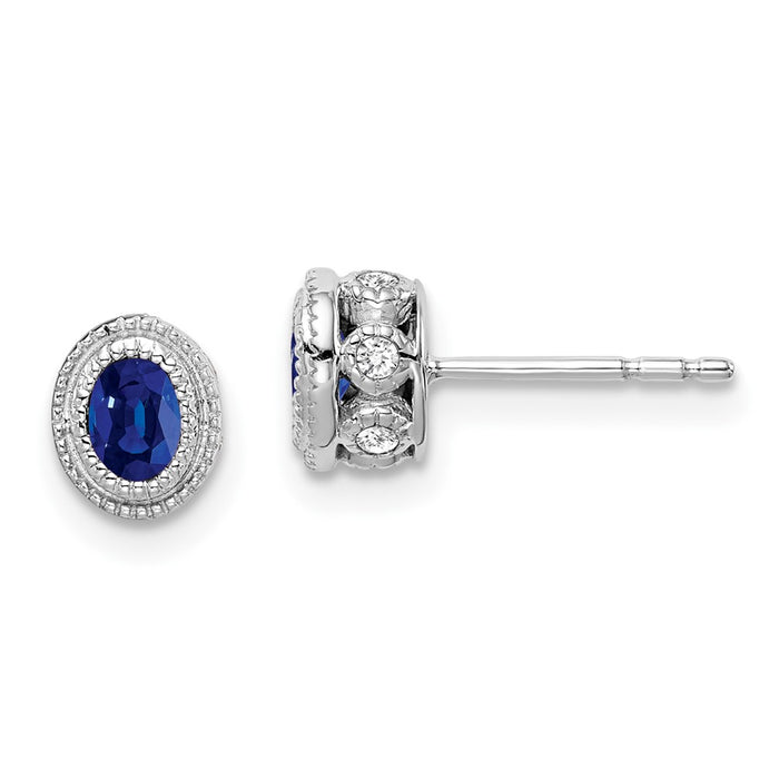 Buy 14K White Gold Sapphire & Diamond Earrings - Stylish Luxury at Great Value-1