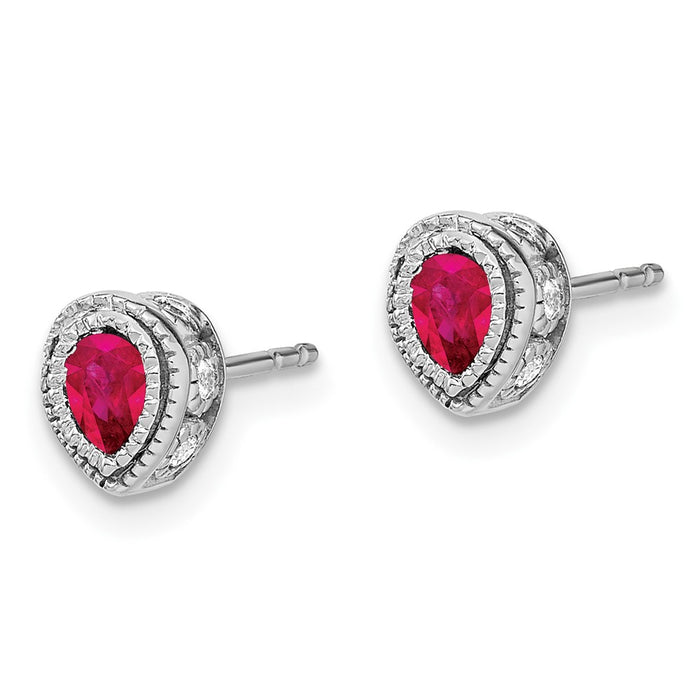 Exclusive 14K White Gold Ruby & Diamond Earrings - Stylish Luxury at Great Price-2