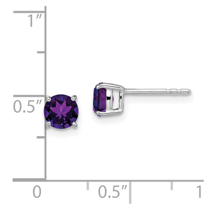 Buy Stylish 14K White Gold Round Amethyst Stud Earrings - 0.85 Carats Value-4