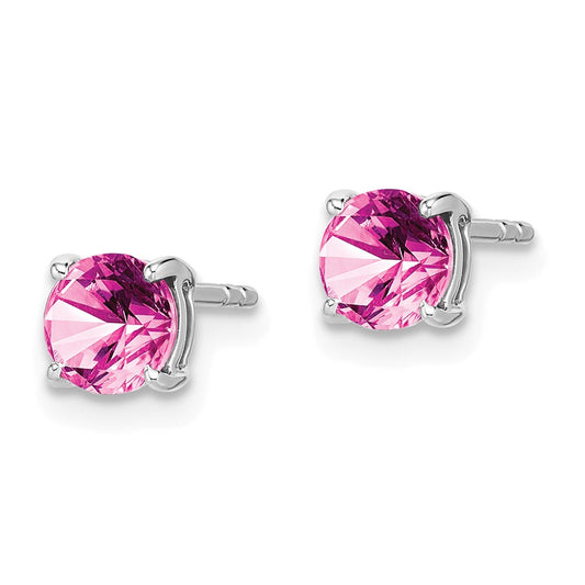 Exclusive 14K White Gold Round Pink Sapphire Earrings - Stylish & Affordable!
