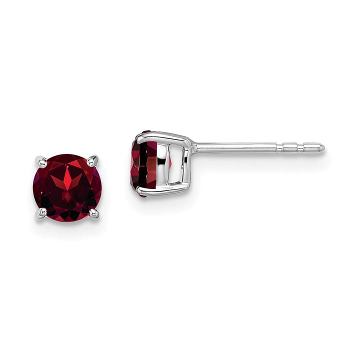 Buy Stylish 14K White Gold Round Garnet Stud Earrings - Luxury Value Design-1