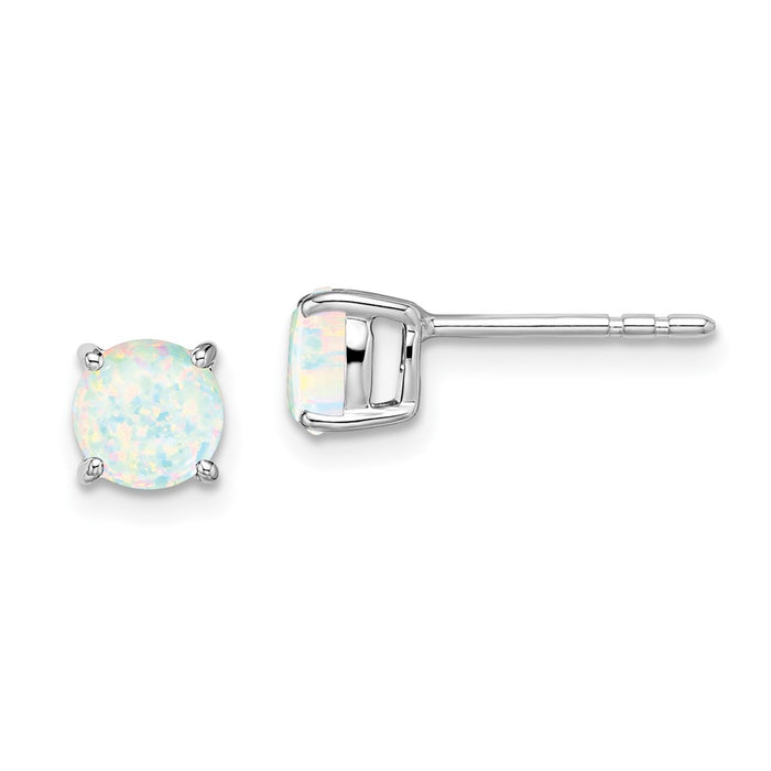 Buy Exclusive 14K White Gold Round Created Opal Stud Earrings - Stylish Value-1