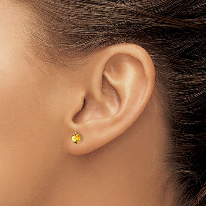Shop Stylish 14K White Gold Citrine Round Earrings - Luxury Design, Affordable Price-3
