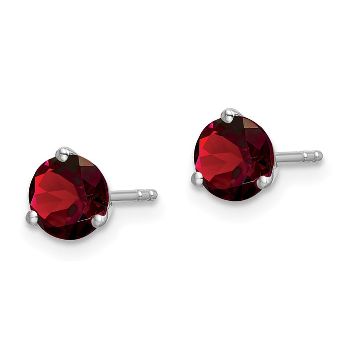 Buy 14K White Gold Round Garnet Stud Earrings - Stylish, 1.5 Carat Value!-2