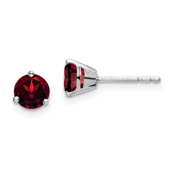 Buy 14K White Gold Round Garnet Stud Earrings - Stylish, 1.5 Carat Value!-1