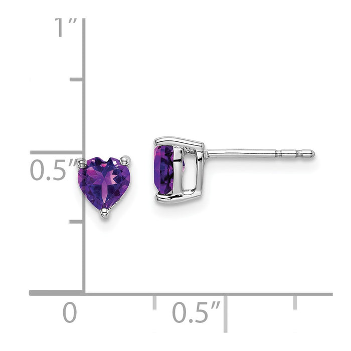 Exclusive 14K White Gold Heart-Shaped Amethyst Earrings | Stylish & Affordable-4