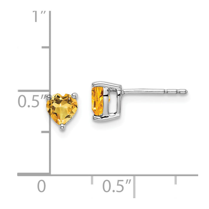 Shop Stylish 14K White Gold Heart-Shaped Citrine Earrings - Affordable Luxury!-4
