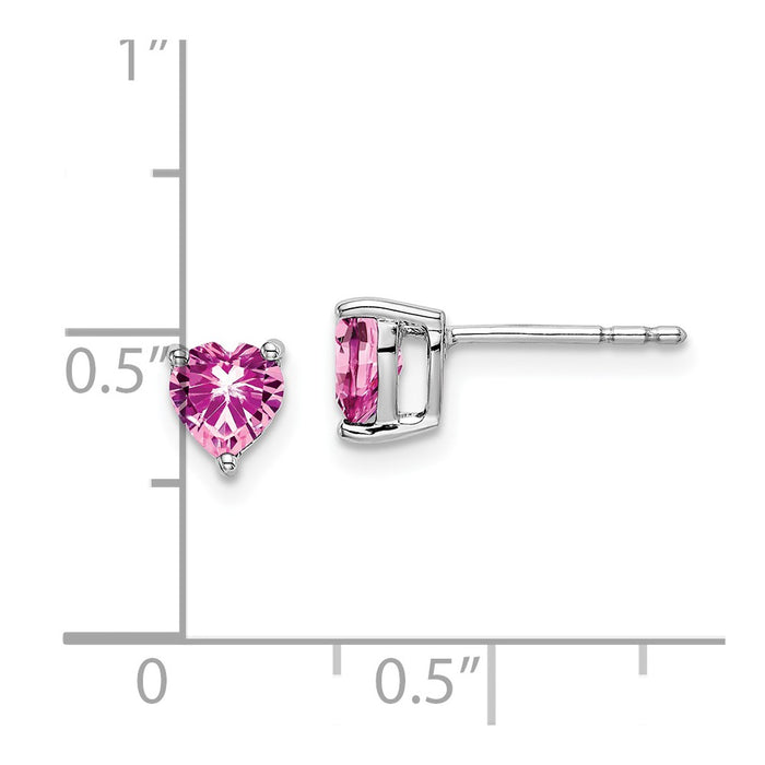 Buy Exclusive 14K White Gold Heart-Shaped Earrings with Pink Sapphires - Stylish Value!-4