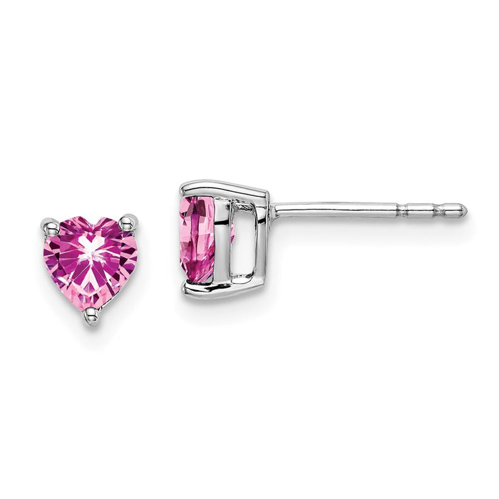 Buy Exclusive 14K White Gold Heart-Shaped Earrings with Pink Sapphires - Stylish Value!-1