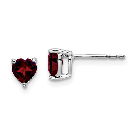 Buy Stylish 14K White Gold Garnet Heart-Shaped Earrings - Luxury Design!