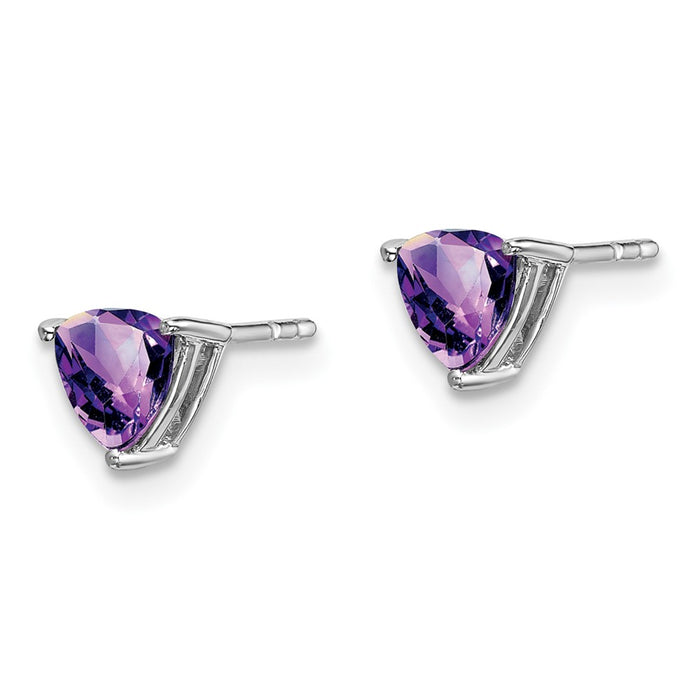 High-Quality 14K White Gold Trillion-Cut Amethyst Earrings - Stylish Luxury Value-2