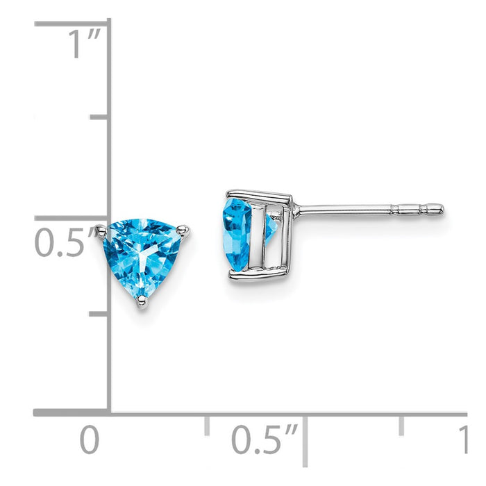 Buy Stylish 14K White Gold Trillion-Cut Blue Topaz Earrings - Affordable Luxury!-4