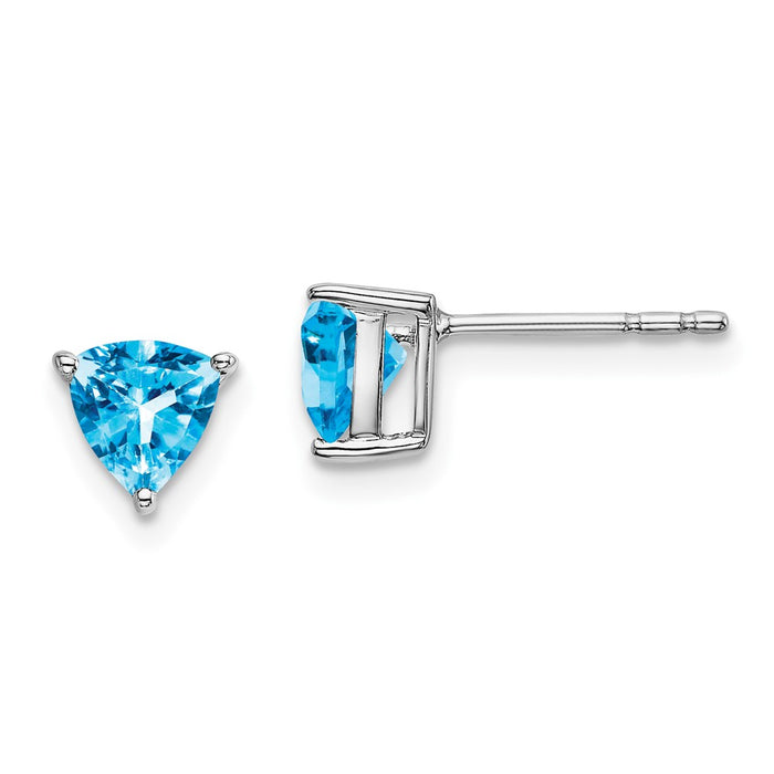 Buy Stylish 14K White Gold Trillion-Cut Blue Topaz Earrings - Affordable Luxury!-1