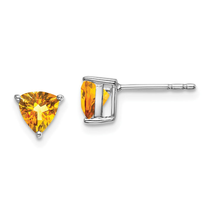 Exclusive 14K White Gold Trillion-Cut Citrine Earrings - Stylish Luxury Value-1