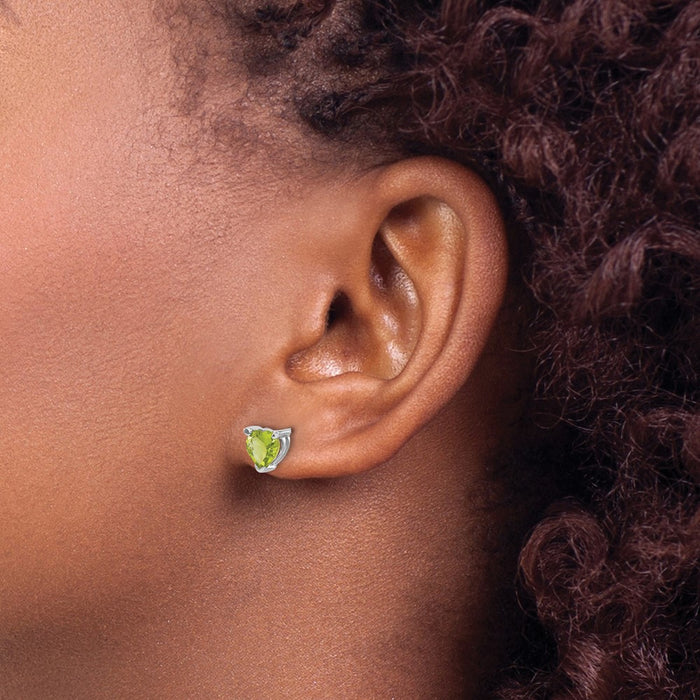 High-Quality 14K White Gold Heart-Shaped Peridot Earrings | Stylish Value!-3