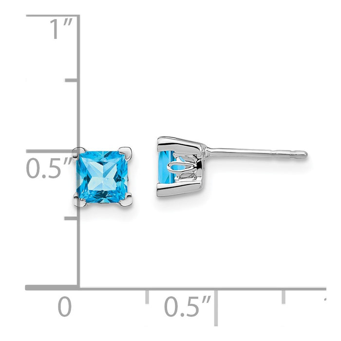 Buy Exclusive 14K White Gold Square Blue Topaz Stud Earrings - Stylish Value!-4
