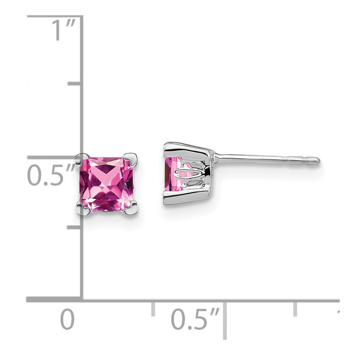 Shop Stylish 14K White Gold Square Earrings with Pink Sapphire - Affordable Luxury-4