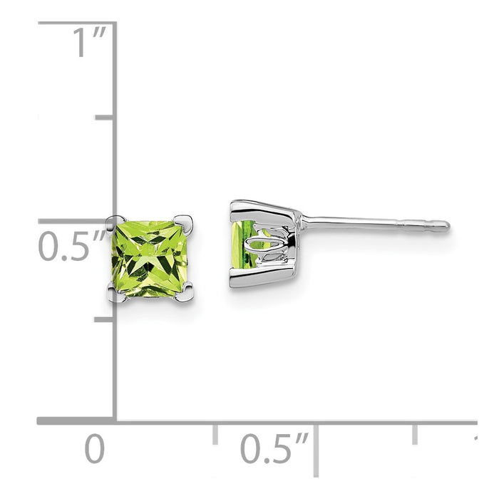 High-Quality 14K White Gold Square Peridot Stud Earrings - Stylish Luxury Value-4