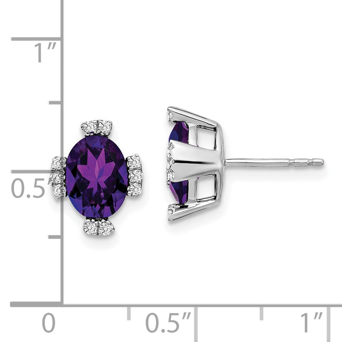 Exclusive 14K White Gold Oval Amethyst & Diamond Earrings - Stylish Value!-2