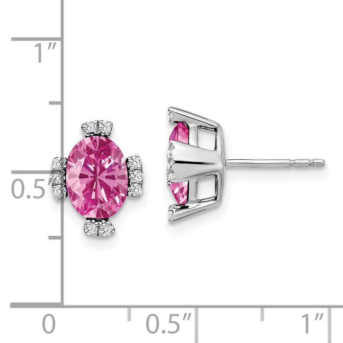 Buy Stylish 14K White Gold Oval Pink Sapphire & Diamond Earrings - Luxury Value!-4