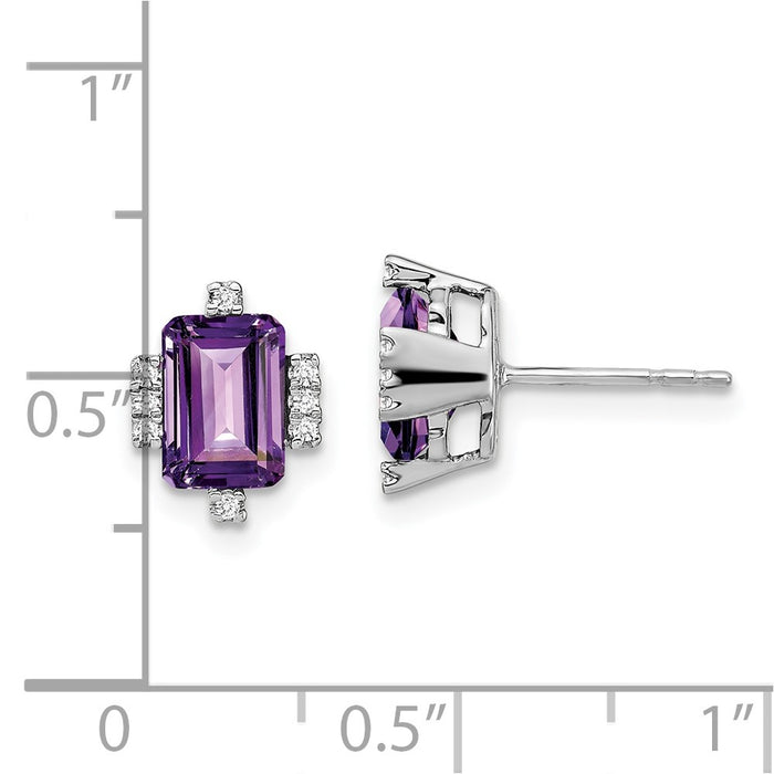 High-Quality 14K White Gold Amethyst & Diamond Earrings | Stylish Value!-2