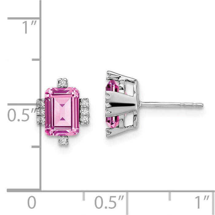 Buy Exclusive 14K White Gold Emerald-Cut Pink Sapphire & Diamond Earrings-4