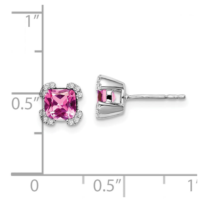 Shop Exclusive 14K White Gold Cushion-Cut Pink Sapphire & Diamond Earrings - Stylish Value!-4